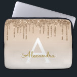 Capa Para Notebook Bling Dourado | Monograma de brilho brilhante de l<br><div class="desc">Frente de Ombre de Bling Dourada e Faux Derrubando Glitter Girly Modern Monogramo Primeiro Nome e Laptop Inicial. Entre em contato com o designer para obter itens correspondentes</div>
