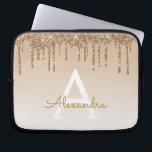 Capa Para Notebook Bling Dourado | Monograma de brilho brilhante de l<br><div class="desc">Frente de Ombre de Bling Dourada e Faux Derrubando Glitter Girly Modern Monogramo Primeiro Nome e Laptop Inicial. Entre em contato com o designer para obter itens correspondentes</div>