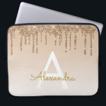 Capa Para Notebook Bling Dourado | Monograma de brilho brilhante de l<br><div class="desc">Frente de Ombre de Bling Dourada e Faux Derrubando Glitter Girly Modern Monogramo Primeiro Nome e Laptop Inicial. Entre em contato com o designer para obter itens correspondentes</div>