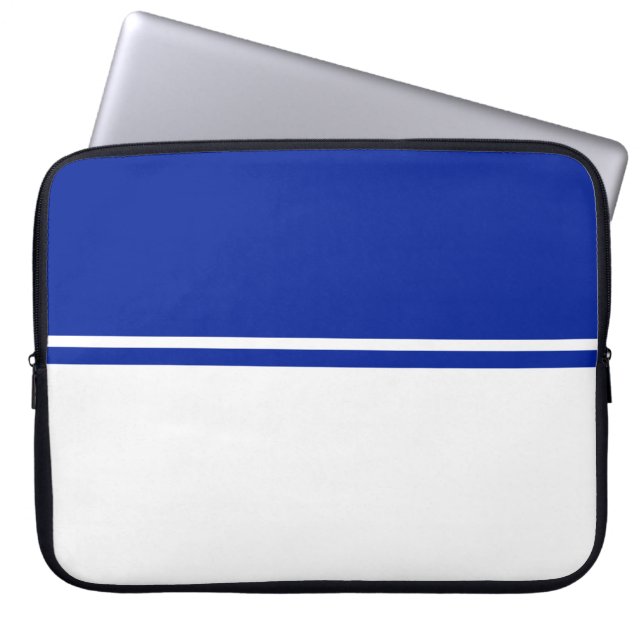 Capa Para Notebook Bloco de cor branca azul-Marinho sofisticado (Frente)