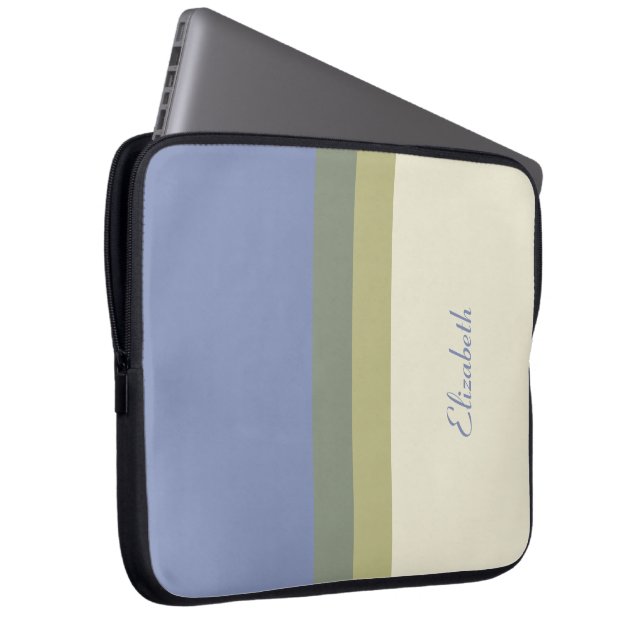 Capa Para Notebook Bloco de Cores Azul Verde Creme Personalizado Mode (Frente Esquerda)