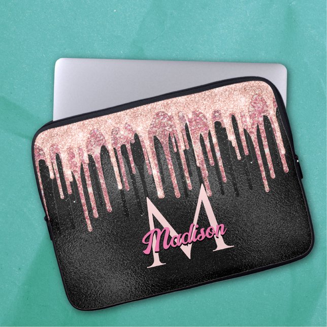 Capa Para Notebook Bloco de rosa de microfone pincelado com monograma (Criador carregado)