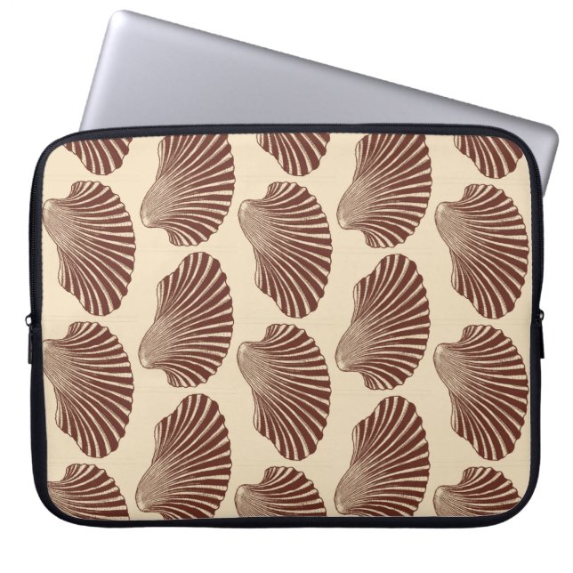 Capa Para Notebook Bloco de Shell Scallop Impressão, Castanho e bege (Frente)