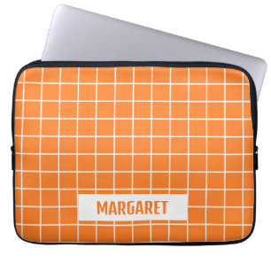 Capa Para Notebook Blocos de azulejo laranja e branco personalizados