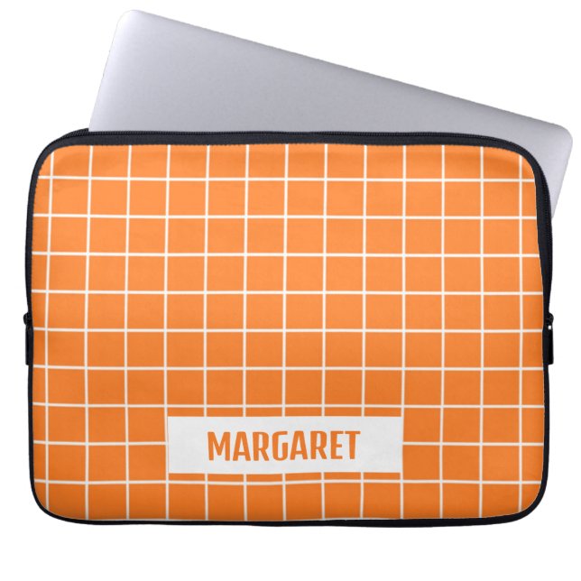 Capa Para Notebook Blocos de azulejo laranja e branco personalizados (Frente)