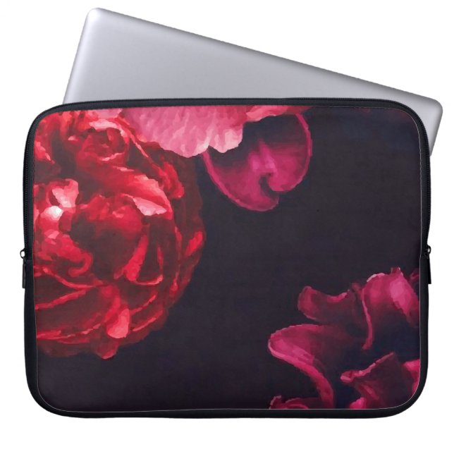 Capa Para Notebook Blogue Floral de Rosa vermelha Borgonha (Frente)