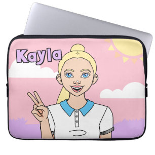 Capa Para Notebook Blona Cartoon Girl Pink School Caso Lápis