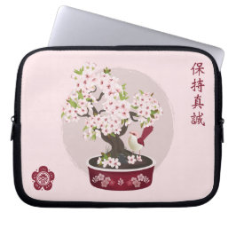 Capa Para Notebook Blossom floral bonsai ave design gráfico asiático