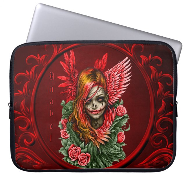 Capa Para Notebook Blossom Gótico, o anjo das rosas. (Frente)