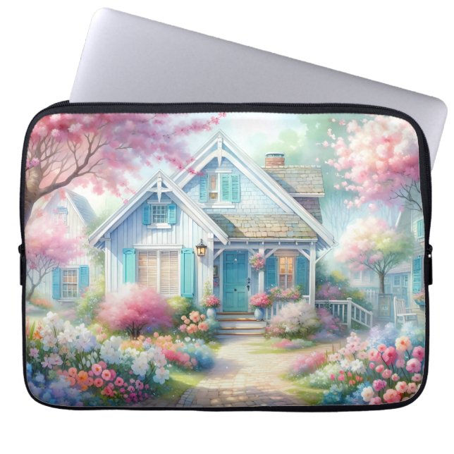 Capa Para Notebook Blossom Lane Blue Cottage Garden (Frente)