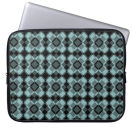 Capa Para Notebook Blue Black Checker Argyle Pattern