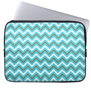 Capa Para Notebook Blue Brown White Zig Linhas Zag Geométricas Ondas
