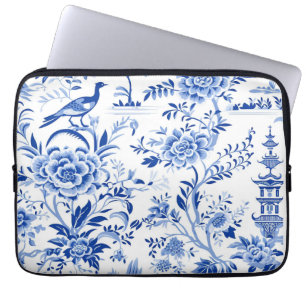 Capa Para Notebook Blue Chinoiserie Asian French Toile