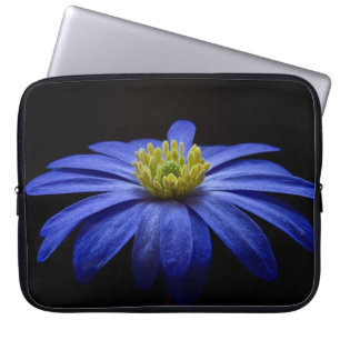 Capa Para Notebook Blue Daisy Gerbera Flower em preto