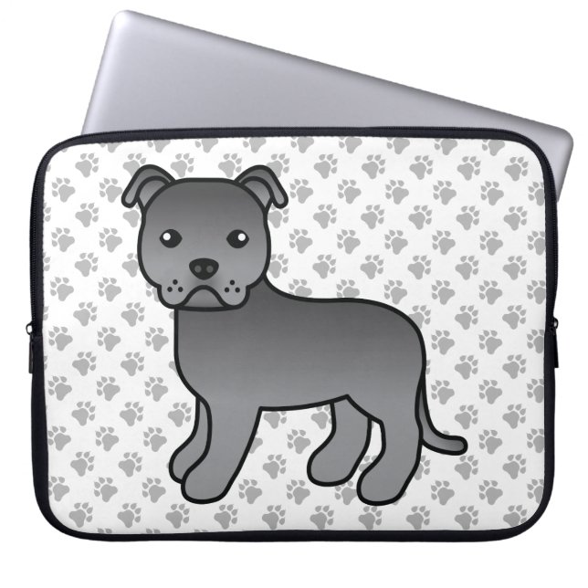 Capa Para Notebook Blue English Staffie Cachorro de Desenho Animado F (Frente)