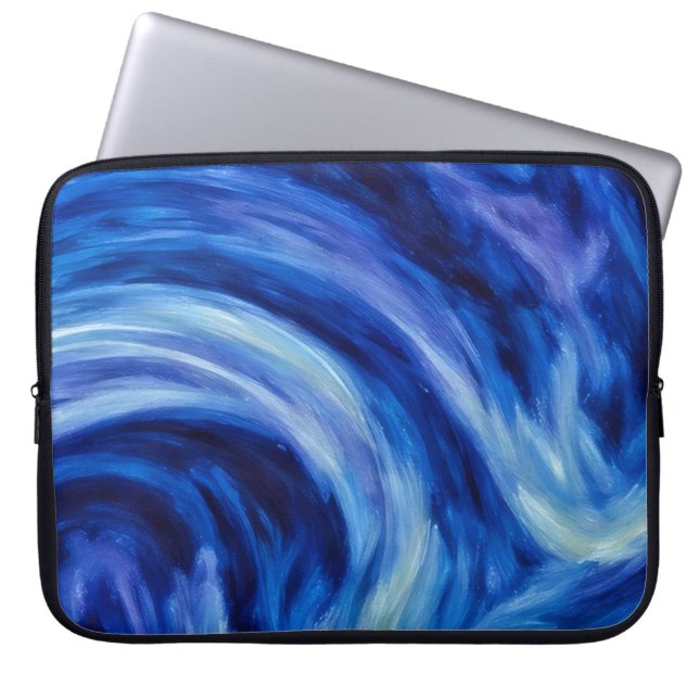 Capa Para Notebook Blue Flowing Abstract Art Laptop Cover Sleeve (Frente)