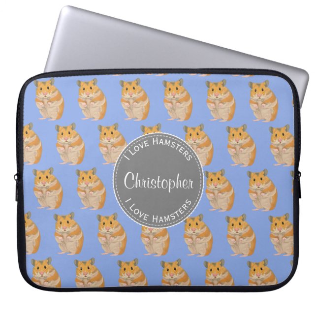 Capa Para Notebook Blue I ama Hamsters Hamster Patterno (Frente)