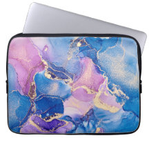 Blue marble abstract art Laptop Sleeve