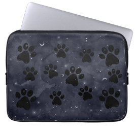 Capa Para Notebook Blue Paw Stars Moon Watercolor