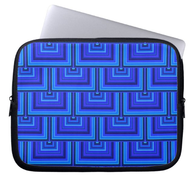 Capa Para Notebook Blue stripes square scales pattern (Frente)