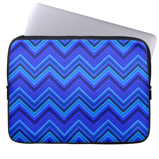Capa Para Notebook Blue stripes zigzag pattern (Frente)