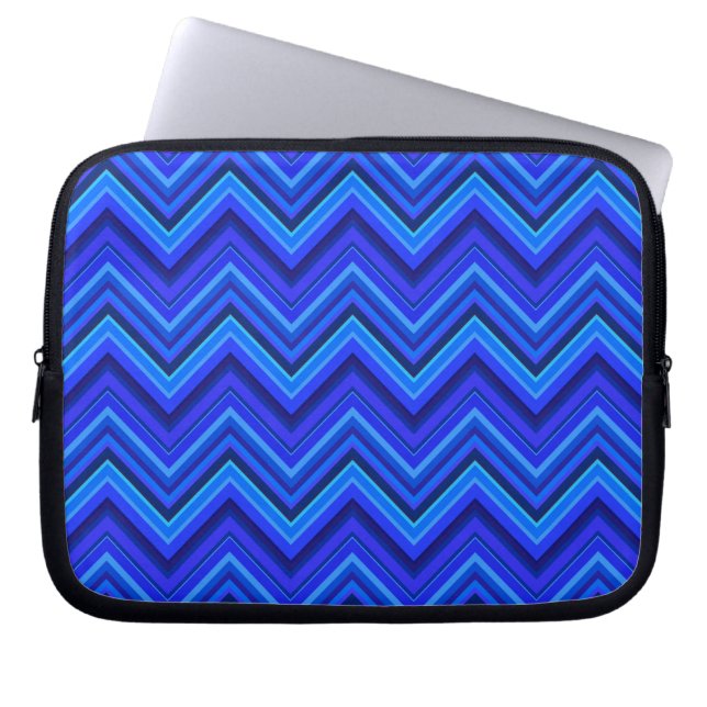 Capa Para Notebook Blue stripes zigzag pattern (Frente)