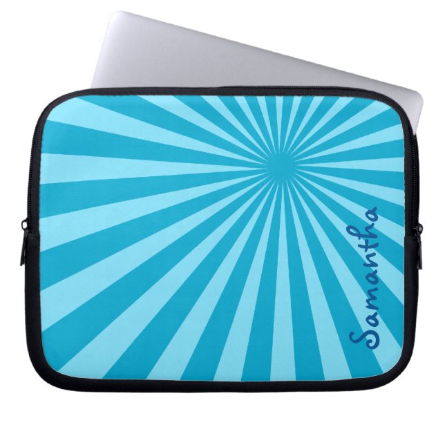 Capa Para Notebook Blue Sunburst "Add Your Name" (Frente)