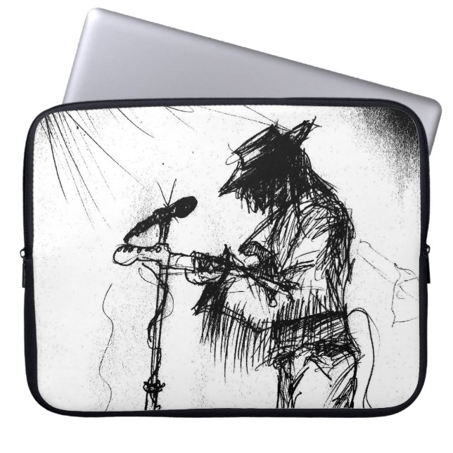 Capa Para Notebook Blues Music Guitar Player e Banda no Palco (Frente)