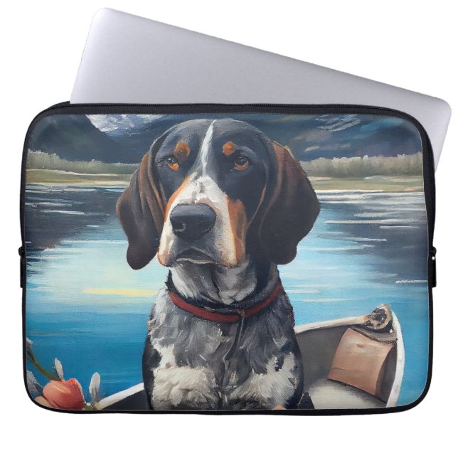 Capa Para Notebook Bluetick Coonhound em uma Paddle: Uma Aventura Cên (Frente)