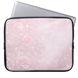 Capa Para Notebook Blush pink and pearl gray florals AI art 