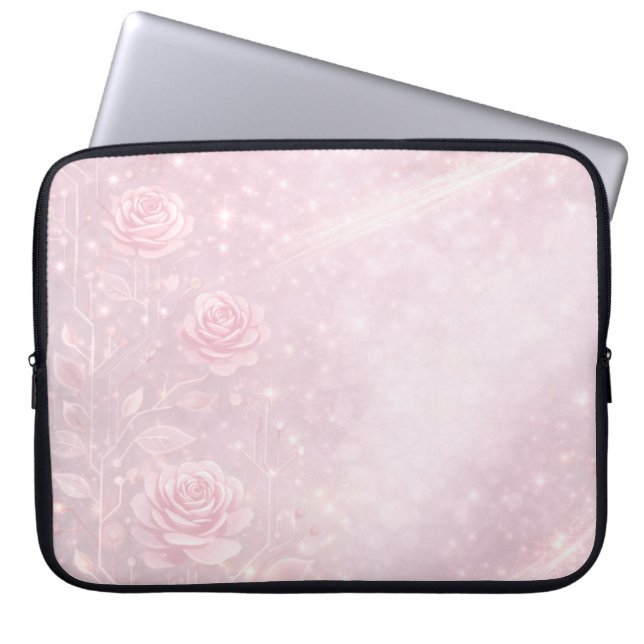 Capa Para Notebook Blush pink and pearl gray florals AI art  (Frente)