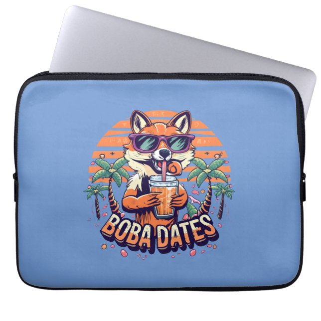 Capa Para Notebook Boba Dates Trendy Legal Fox Bebendo Boba Tea (Frente)