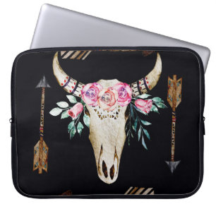 Capa Para Notebook Bohemian Deer Skull Watercolor Art