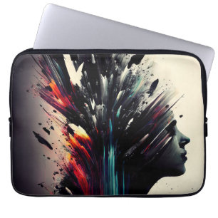 Capa Para Notebook Boho abstrato art com cara de menina
