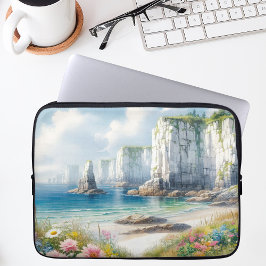 Capa Para Notebook Boho Coastal Cliffs Wildflower Beach Art