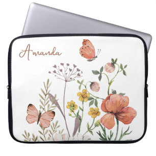 Capa Para Notebook Boho Monograma da Flor de Flor Botânica