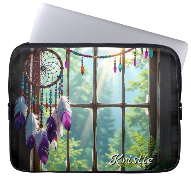 Capa Para Notebook Boho Purple Dreamcatcher in Window  Personalized (Frente)