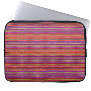 Capa Para Notebook Boho Vintage Vermelho Violeta Listras -