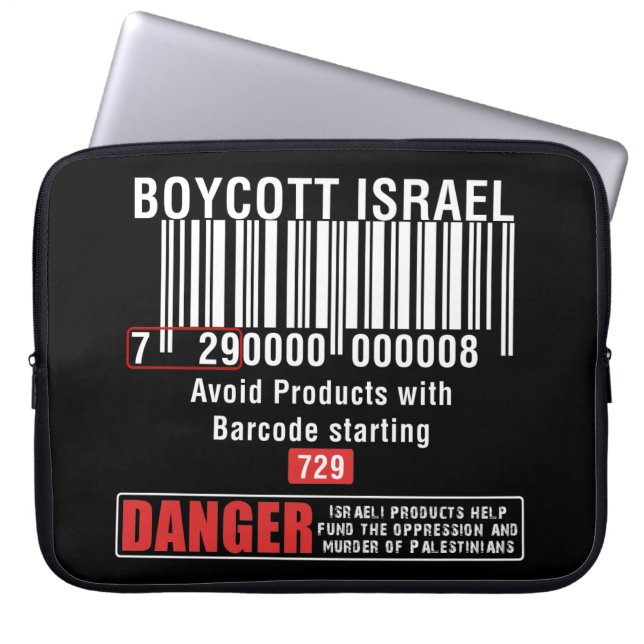 Capa Para Notebook Boicote Israel Mercadorias Evitam Código de Barras (Frente)