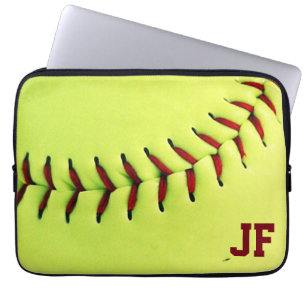 Capa Para Notebook Bola amarela personalizada do softball