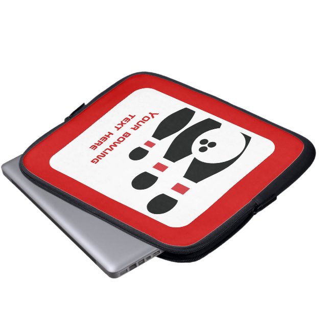 Capa Para Notebook Bola de boliche e pinos vermelho preto personaliza (Frente Inferior)