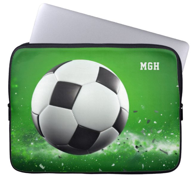 Capa Para Notebook Bola de Futebol do Monograma Personalizada (Frente)