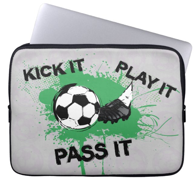 Capa Para Notebook Bola de futebol e design de bota (Frente)