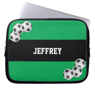 Capa Para Notebook Bola de futebol, verde e preto, nome, computador