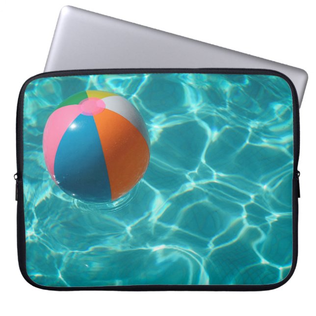 Capa Para Notebook Bola de praia branca e multicolorida (Frente)