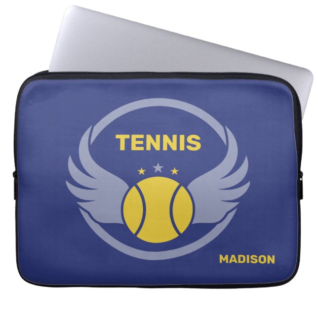 Capa Para Notebook Bola de Tênis com Nome Personalizado e Asas (Frente)