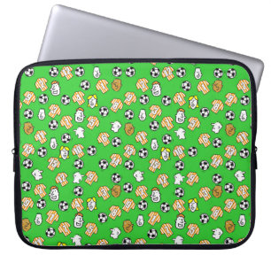 Capa Para Notebook Bolas de futebol, Camisas Laranja e Brancas, & Tor