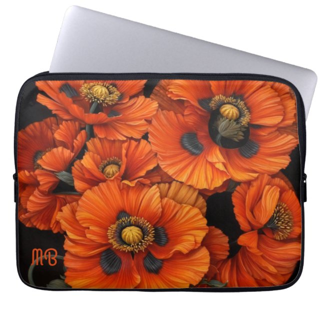 Capa Para Notebook Bold Radiant Beauty Orange Poppy Floral Art (Frente)