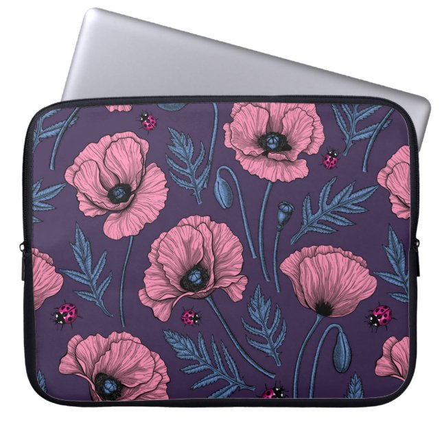 Capa Para Notebook Bolhas cor-de-rosa com violeta escura (Frente)