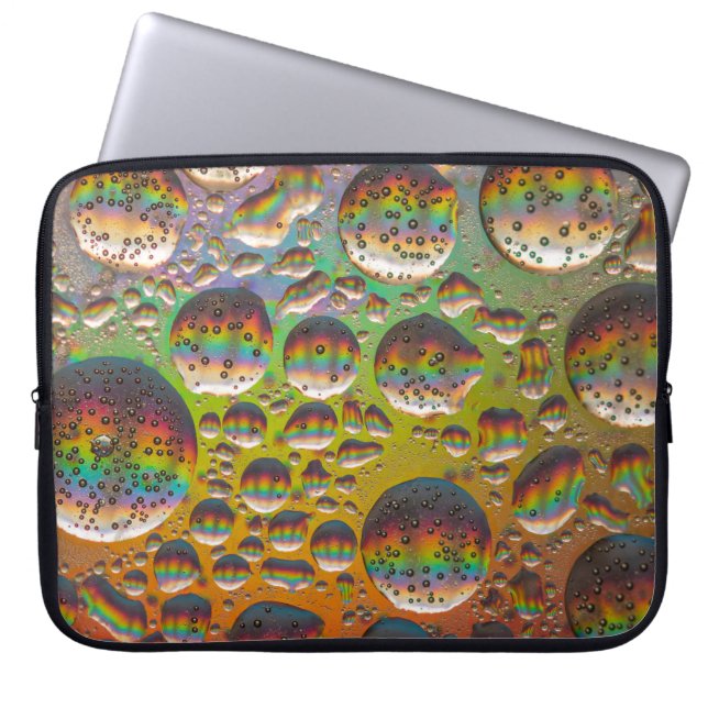 Capa Para Notebook Bolhas verdes e amarelas azuis (Frente)